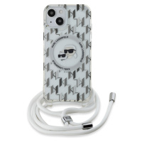 Karl Lagerfeld IML Monogram Crossbody K&CH Heads MagSafe zadní kryt iPhone 15 čirý