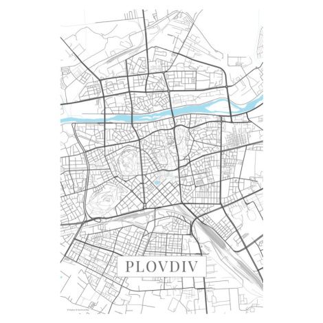 Mapa Plovdiv white, (26.7 x 40 cm)