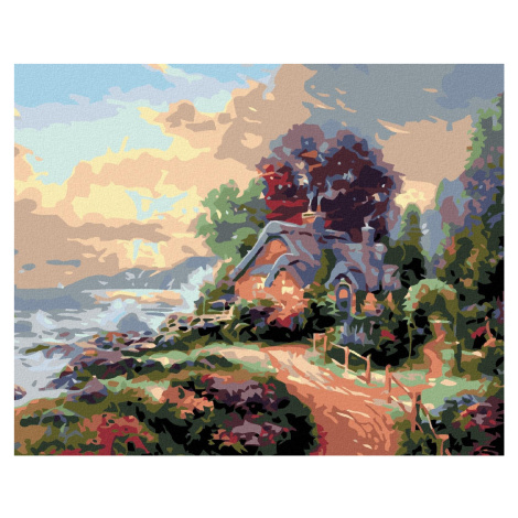 Diamondi - CHALOUPKA V ZAHRADĚ NA POBŘEŽÍ, 40x50 cm, bez rámu a bez vypnutí plátna