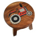 Oriental stolička dřevěná, dekor traktor