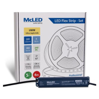 McLED  LED pásek - sada 6 m, 240 LED/m, UWW, 6 W/m, DC 24V, 380 lm/m, CRI90, IP67, 10 mm, vodič 