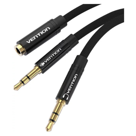 Kabel Cable mini jack 3.5 mm (female) to 2x mini jack 3.5 mm (male) Vention BBLBAB 0.6m (black)