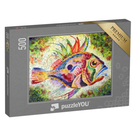 puzzle 500 dílků „Ryba s velkým okem a špičatými ploutvemi, akvarel“