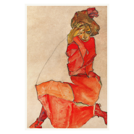Obrazová reprodukce The Lady in Red (Female Portrait) - Egon Schiele, (26.7 x 40 cm)