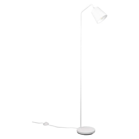 Bílá stojací lampa s textilním stínidlem (výška 148 cm) Buddy – Trio