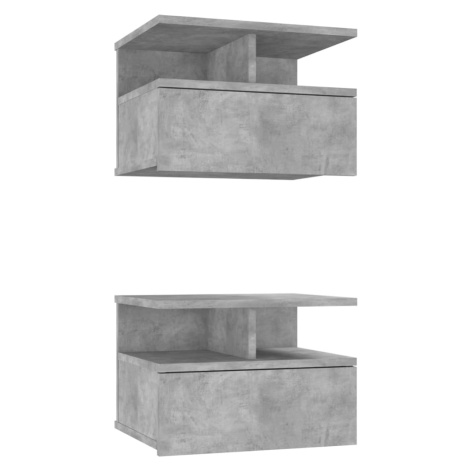vidaXL Plovoucí noční stolky 2 ks betonově šedé 40x31x27 cm kompozit