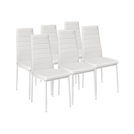 6× Jídelní židle, syntetická kůže, bílá tectake