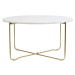 Bílý/ve zlaté barvě kamenný kulatý konferenční stolek ø 65 cm Marty - Light & Living