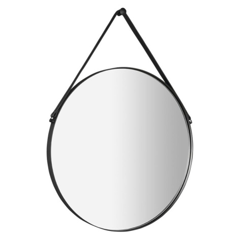 ORBITER zrcadlo kulaté s koženým páskem, ø 60cm, černá mat ORT060 Sapho