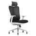 Kancelářská ergonomická židle GRANDE white – látka, černá, nosnost 150 kg