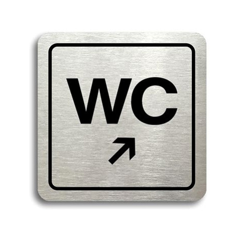 Accept Piktogram "WC vpravo nahoru" (80 × 80 mm) (stříbrná tabulka - černý tisk)