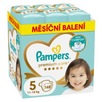 PAMPERS Pleny jednorázové Premium Care vel. 5 (148 ks) 11-16 kg - měsíční balení