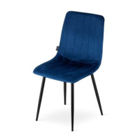 TEXTILOMANIE Modrá sametová židle Lava s černými nohami