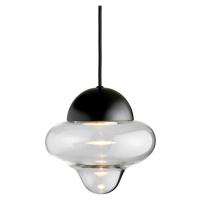 DESIGN BY US Závěsné svítidlo LED Nutty, čiré / černé, Ø 18,5 cm, sklo