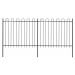 vidaXL Zahradní plot s obloukem nahoře ocelový 359 x 150 cm černý