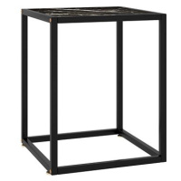 Čajový stolek černý s černým mramorovým sklem 40 × 40 × 50 cm