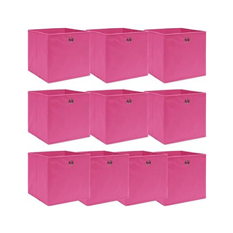 Úložné boxy 10 ks růžové 32 x 32 x 32 cm textil SHUMEE
