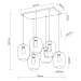 TK Lighting Závěsné svítidlo Elio, sklo, hnědá/čirá/šedá, 6 světelných obdélníků