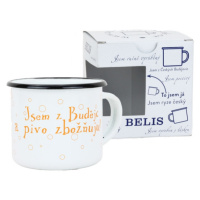 BELIS Smaltovaný hrnek 8 cm/0,35l, bílý "pivo" v krabičce