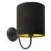 Klasická nástěnná lampa černá s černým velurovým odstínem - Matt