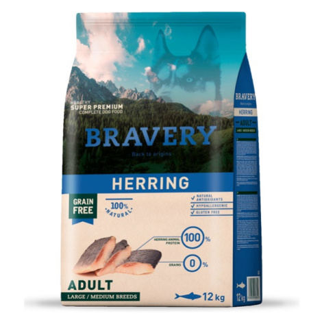 Bravery dog ADULT MEDIUM/LARGE hering - 4kg