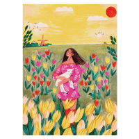 Ilustrace Woman in spring tulip field, Caroline Bonne Muller, 30 × 40 cm