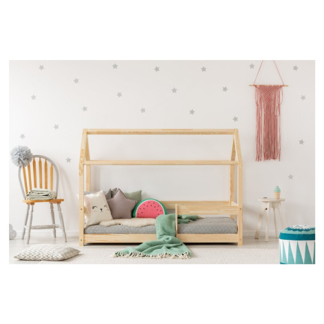 Domečková patrová dětská postel z masivního dřeva 90x200 cm v přírodní barvě Mila DMP Rozměr: 14 Adeko