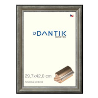 DANTIK rámeček 29,7 × 42, ANIVERSA stříbrný plexi čiré