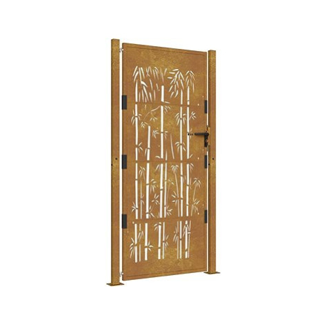 SHUMEE Zahradní branka 105 × 205 cm cortenová ocel bambus