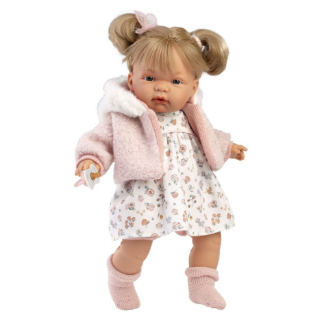 Llorens 38356 JOELLE - realistická panenka se zvuky a měkkým látkovým tělem - 38 cm