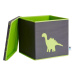 LOVE IT STORE IT - Úložný box na hračky s krytem - šedý, zelený dinosaurus