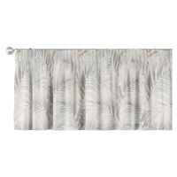 Dekoria Krátký závěs na řasící pásce, béžovo-krémové palmové listy bílém podkladu, 130 x 40 cm, 