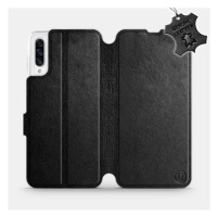 Flip pouzdro na mobil Samsung Galaxy A30s - Černé - kožené - Black Leather