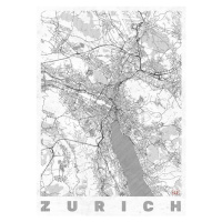 Mapa Zurich, Hubert Roguski, 30 × 40 cm