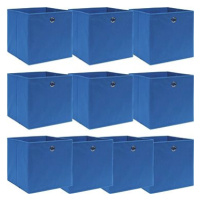 Úložné boxy 10 ks modré 32 x 32 x 32 cm textil