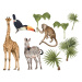 Pastelowe Love Nálepka na zeď - safari - Tropická zvířátka
