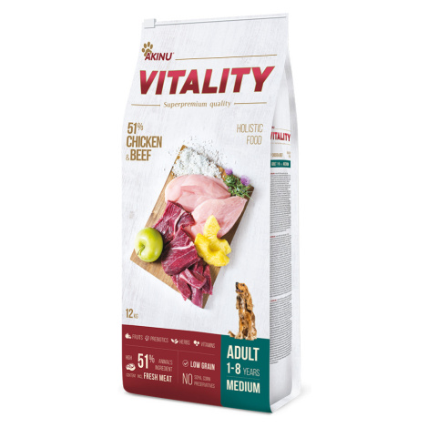 Akinu VITALITY Kuřecí & hovězí granule krmivo pro psy středně velkých plemen 12 kg