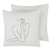 BELIANI, Sada 2 bavlněných polštářů s motivem ženy 45 x 45 cm bílá MEADOWFOAM, 307856