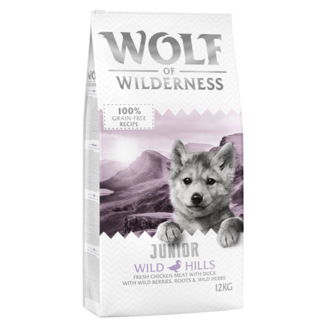 Wolf of Wilderness granule, 12 kg za skvělou cenu - Junior - Wild Hills - kachna