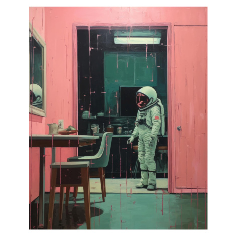 Obrazy na stěnu - Astronaut ve dveřích Rozměr: 40x50 cm, Rámování: vypnuté plátno na rám