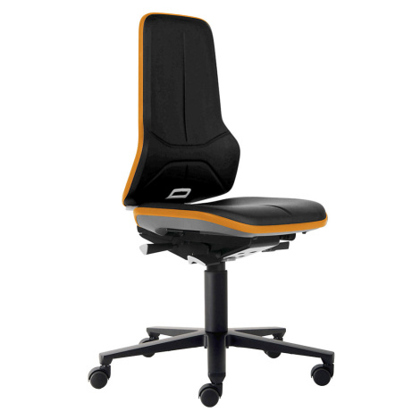 bimos Pracovní otočná židle NEON, kolečka, permanentní kontakt, koženka, oranžový flexibilní pás