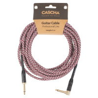 Cascha Professional Line Guitar Cable, Angled, Tweed Red, 6 m