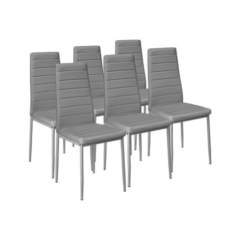 6× Jídelní židle, syntetická kůže, šedá tectake