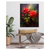 Obrazy na stěnu - Malované růže Rozměr: 40x50 cm, Rámování: vypnuté plátno na rám