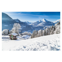 Fotografie Winter wonderland with mountain chalet in the Alps, bluejayphoto, (40 x 26.7 cm)