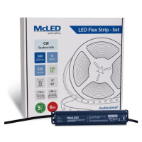 McLED  LED pásek - sada 6 m, 240 LED/m, CW, 6 W/m, DC 24V, 520 lm/m, CRI90, IP67, 10 mm, vodič 3