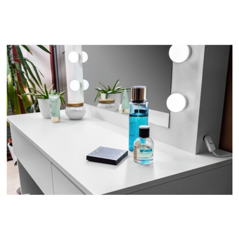 Aga Toaletní stolek se zrcadlem a osvětlením + taburet Matný bílý