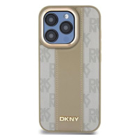 DKNY PU Leather Checkered Pattern Magsafe Zadní Kryt pro iPhone 15 Pro Beige