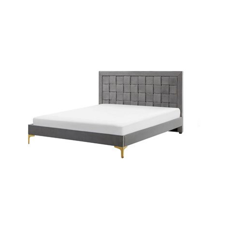 BELIANI postel LIMOUX 140 × 200 cm, sametová, šedá