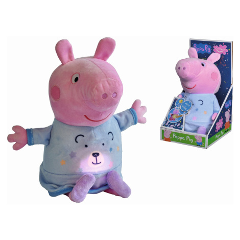 Simba peppa pig 2v1 plyšový usínáček hrající + světlo, modrý, 25 cm